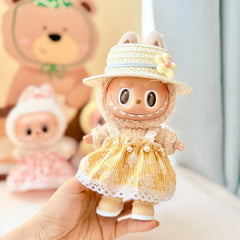 Kd Brown Leather Shoes + Honey Floral Crown Skirt + Yellow Flat-Brim Hat