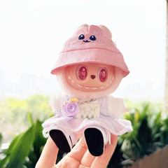 Kd Purple Camera + White Canvas Shoes + Pink Bunny Hat + Refreshing Denim Dress Set In Purple