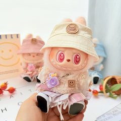 Kd Purple Camera + White Cat Hat + White Canvas Shoes + Pink Plaid Jk Skirt + White Smiley Face Sweater