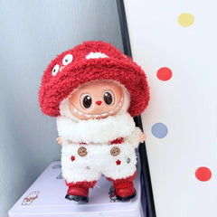 Kd Red Leather Shoes + Big-Eye Mushroom Overalls Set
