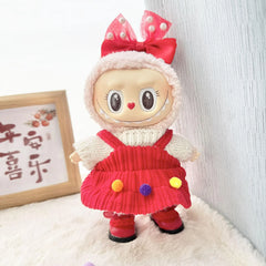 Kd Red Leather Shoes + White Sweater With Pom-Poms Corduroy New Year Dress