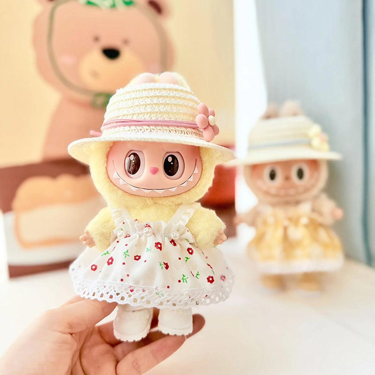Kd White Leather Shoes + Red Floral White Dream Dress + Pink Floral Flat Brim Hat