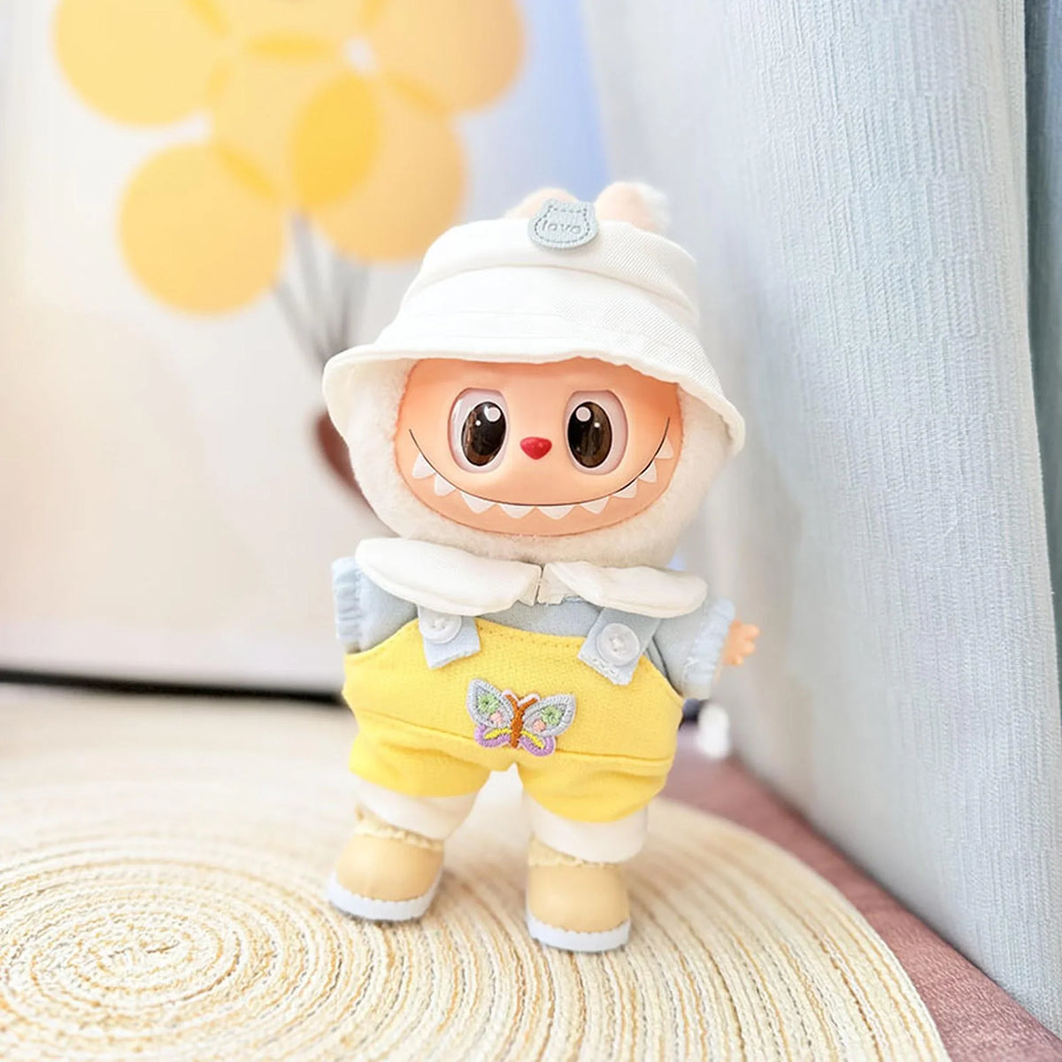 Kd Yellow Leather Shoes + Sunshine Butterfly Overalls Set