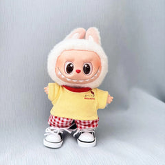 Kevin Huang In Yellow T-Shirt + Red Checkered Pants + Black Canvas Shoes