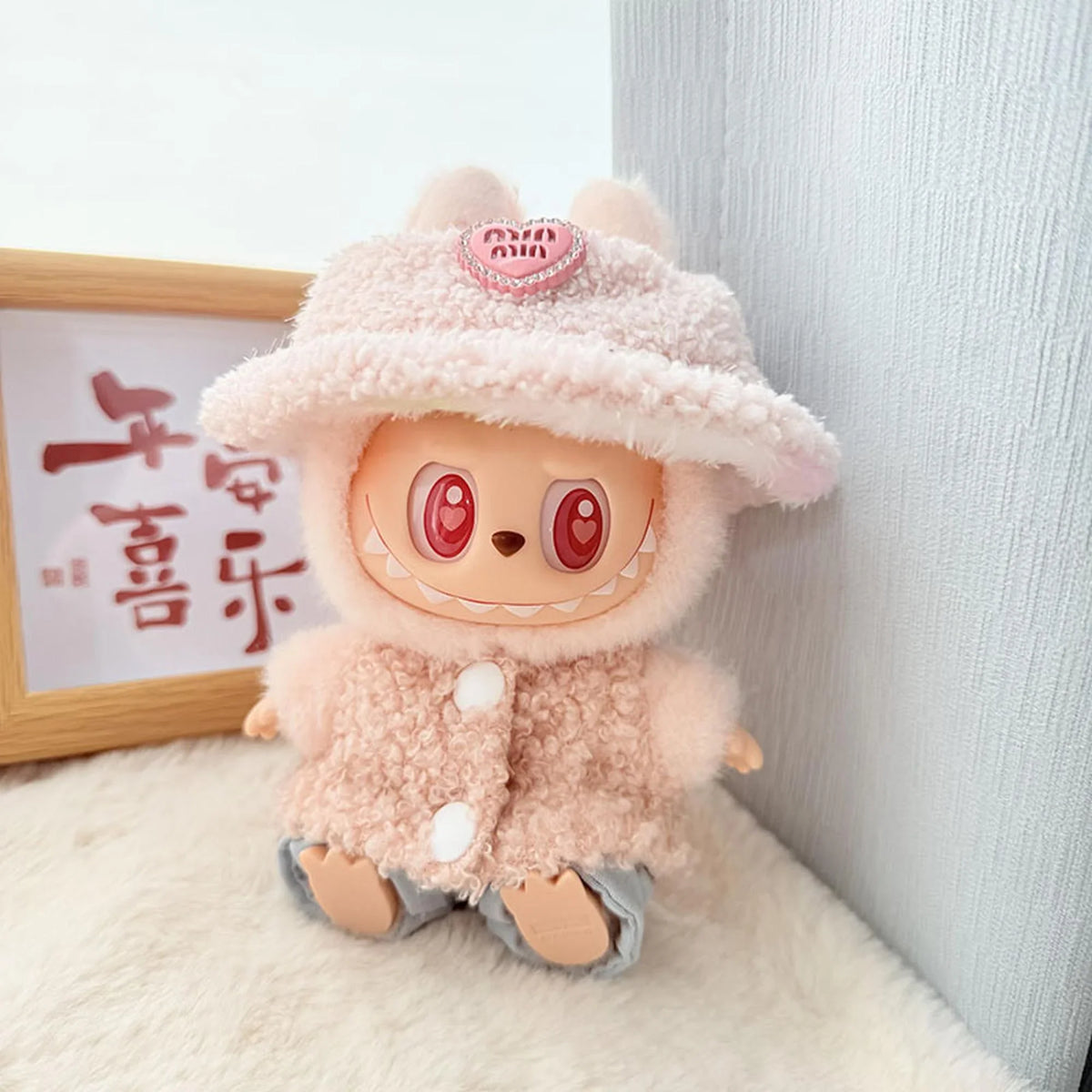 New Pink Diamond Hat + Pink Double Buckle Circle Sweater Two-Piece Set