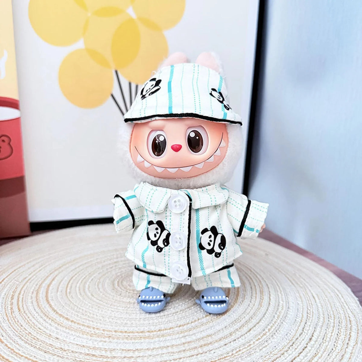 Panda Eye Mask Pajama Set + Blue Shark Shoes