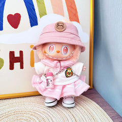Panda Logo Pink Hat + Noble Pink School Uniform Skirt Outfit + Pink Canvas Shoes + Pink Water Bottle