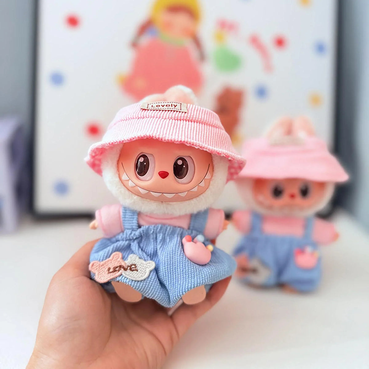 Pink & Blue Bear Fun Overalls Set