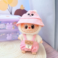 Pink Bunny Hat + Pink Checkered Overalls