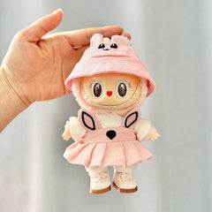 Pink Bunny Hat + White Princess Shoes + Black-Trimmed Bunny Ear Strapless Dress With Pendant