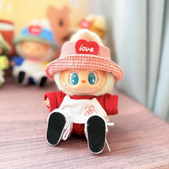 Pink Canvas Shoes + Pink Heart Hat + Sj Red Berry Blossom Two-Piece Tee Set