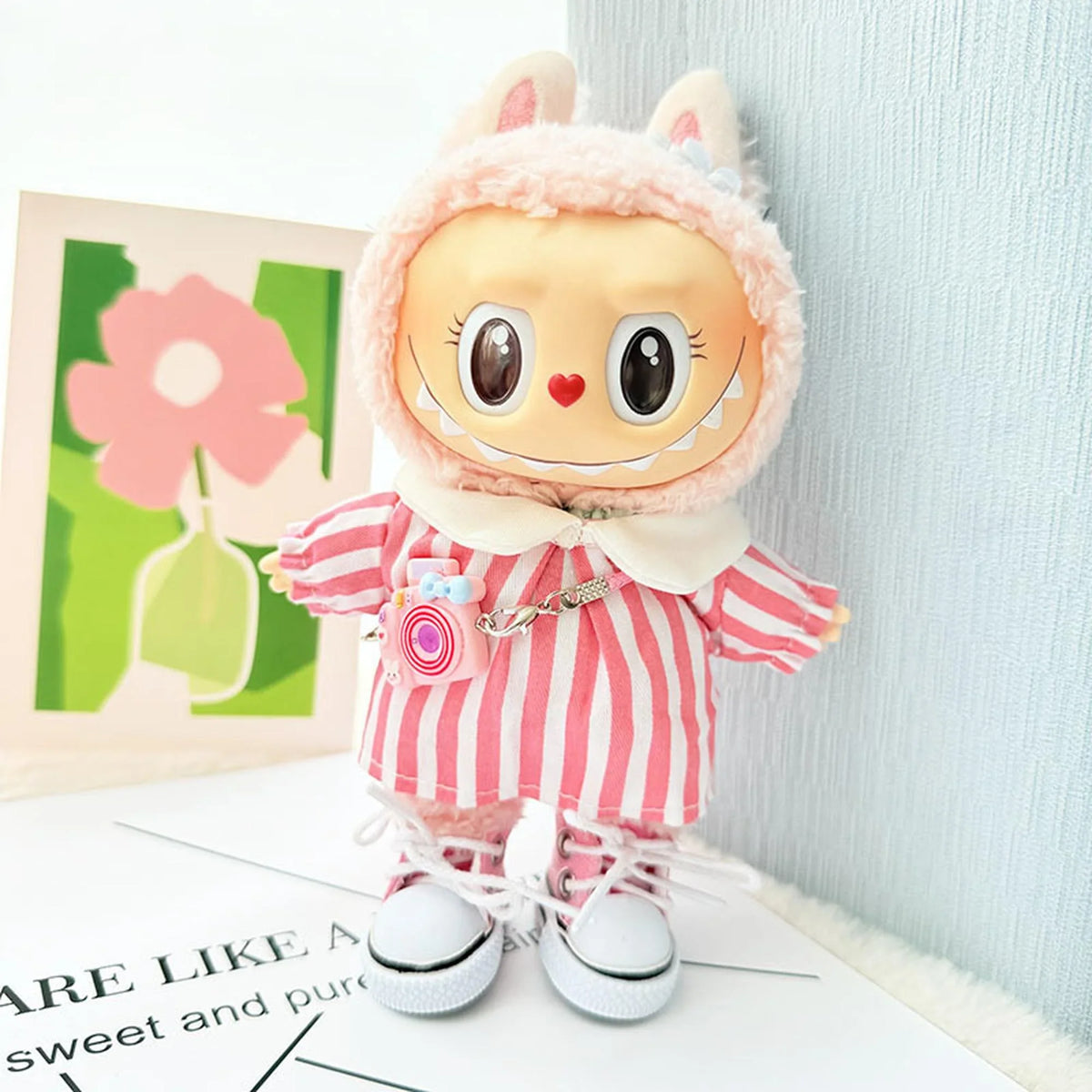 Pink Canvas Shoes + Spring Outing Pink Striped Dress Set