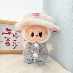 Pink Diamond Hat + Grey Double-Buckle Circle Sweater Two-Piece Set