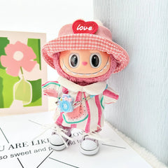 Pink Heart Hat + Lavender Canvas Shoes + Red Watermelon Print Dress Set For Spring Outing