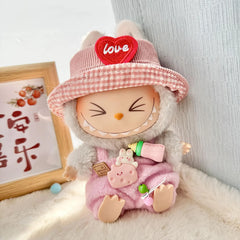 Pink Heart Hat + Pink Bottle Overalls