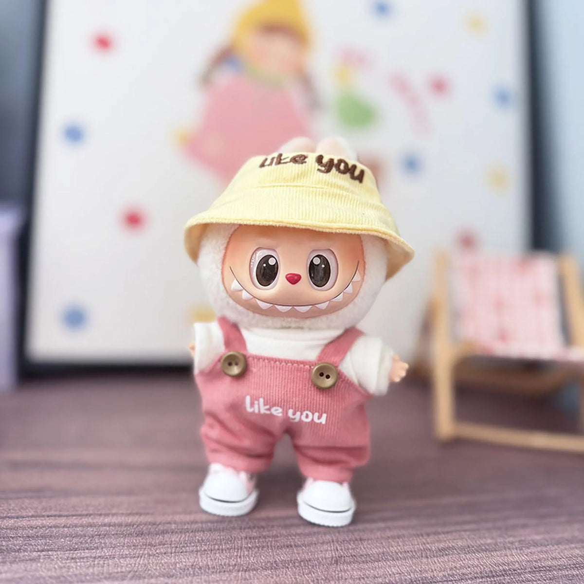 Pink Like Overalls + Yellow Like Cap + Pink Canvas Shoes