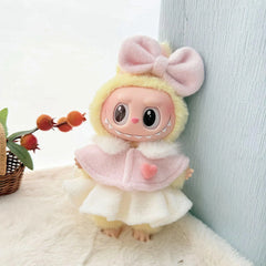 Pink Mink Fur Cape Dress Three-Piece Set