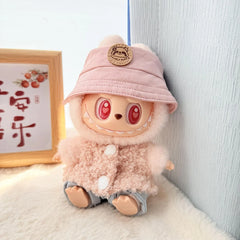 Pink Panda Logo Fisherman Hat + Pink Double Buckle Circle Sweater Two-Piece Set