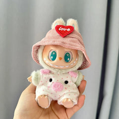 Pink Polka Dot Pig Keychain + Pink Heart Hat