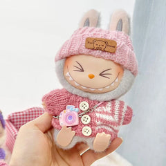 Pink Striped Button Sweater + Pink Flipped Brim Hat + Kd Pink Camera
