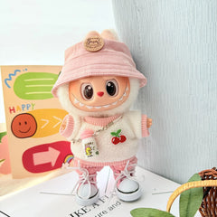 Pink Water Bottle + Pink Canvas Shoes + Pink Panda Hat + Pink Fleece Two-Piece Set