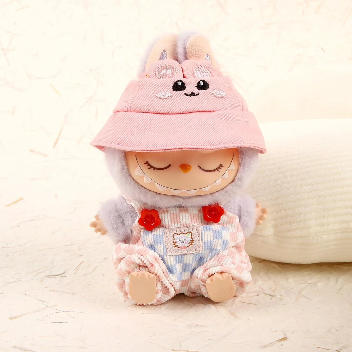Pink & White Checkered Romper + Pink Bunny Hat