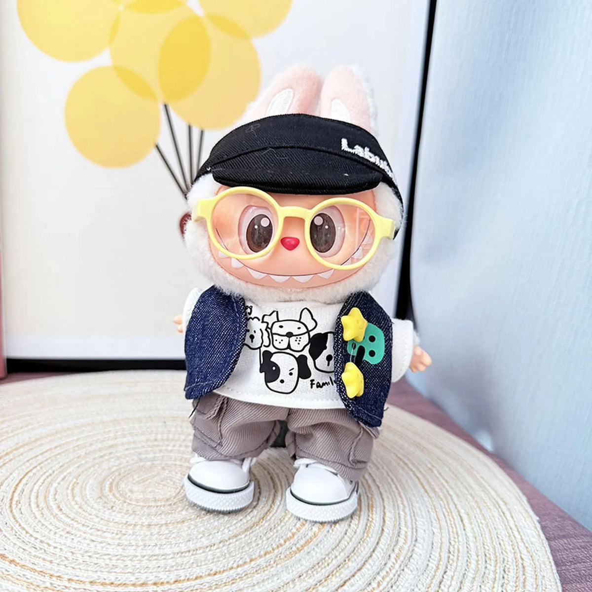 Puppy Family Set + Black Bubu Cap + White Canvas Shoes