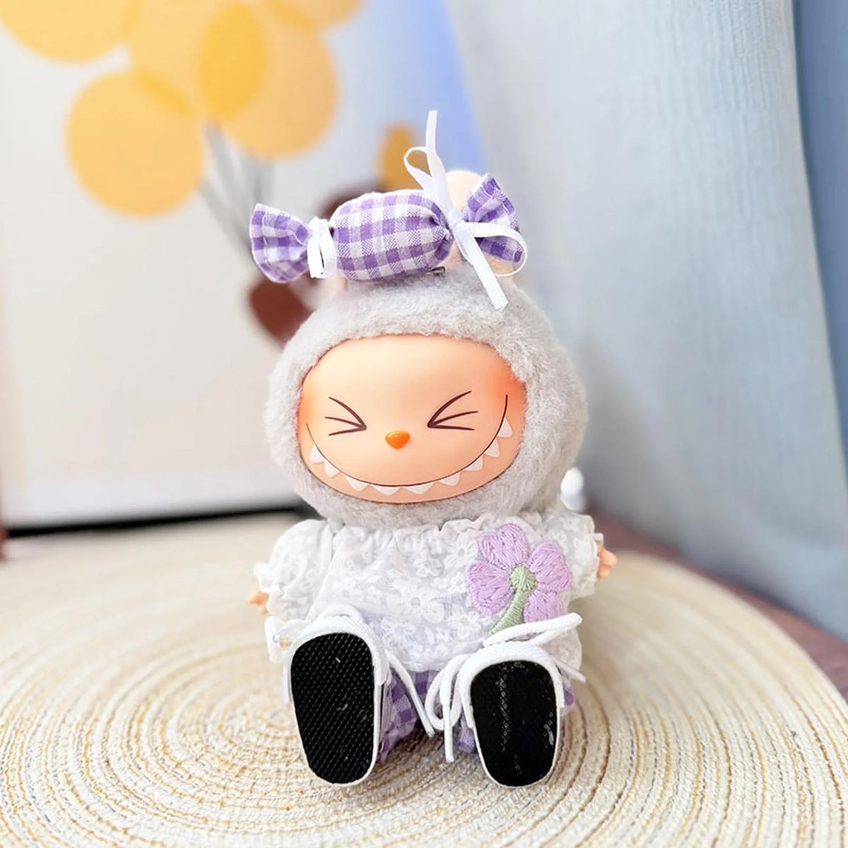 Purple Canvas Shoes + Sweet Plaid Baby Set In Purple