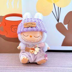 Purple Trimmed Hat + Lilac Bottle Overalls