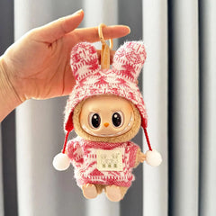 Red And White Bunny Ear Jacquard Sweater Two-Piece Set