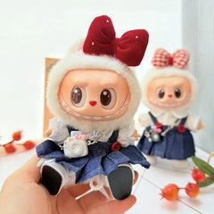 Red Button-Down Denim Skirt + Puff-Sleeve White Top + Rhinestone Red Hair Clip + Kd White Camera + White Canvas Shoes