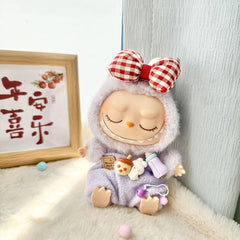 Red Check Hair Clip + Purple Bottle Overalls