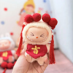 Red Hair Clips + Auspicious 'Ji' Embroidered Bellyband