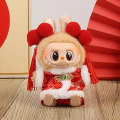 Red Hair Clips + Gold-Button White Wool Tang Suit