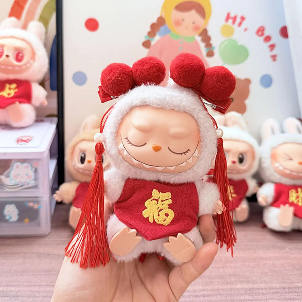 Red Hair Clips + Lucky Character Belly Wrap