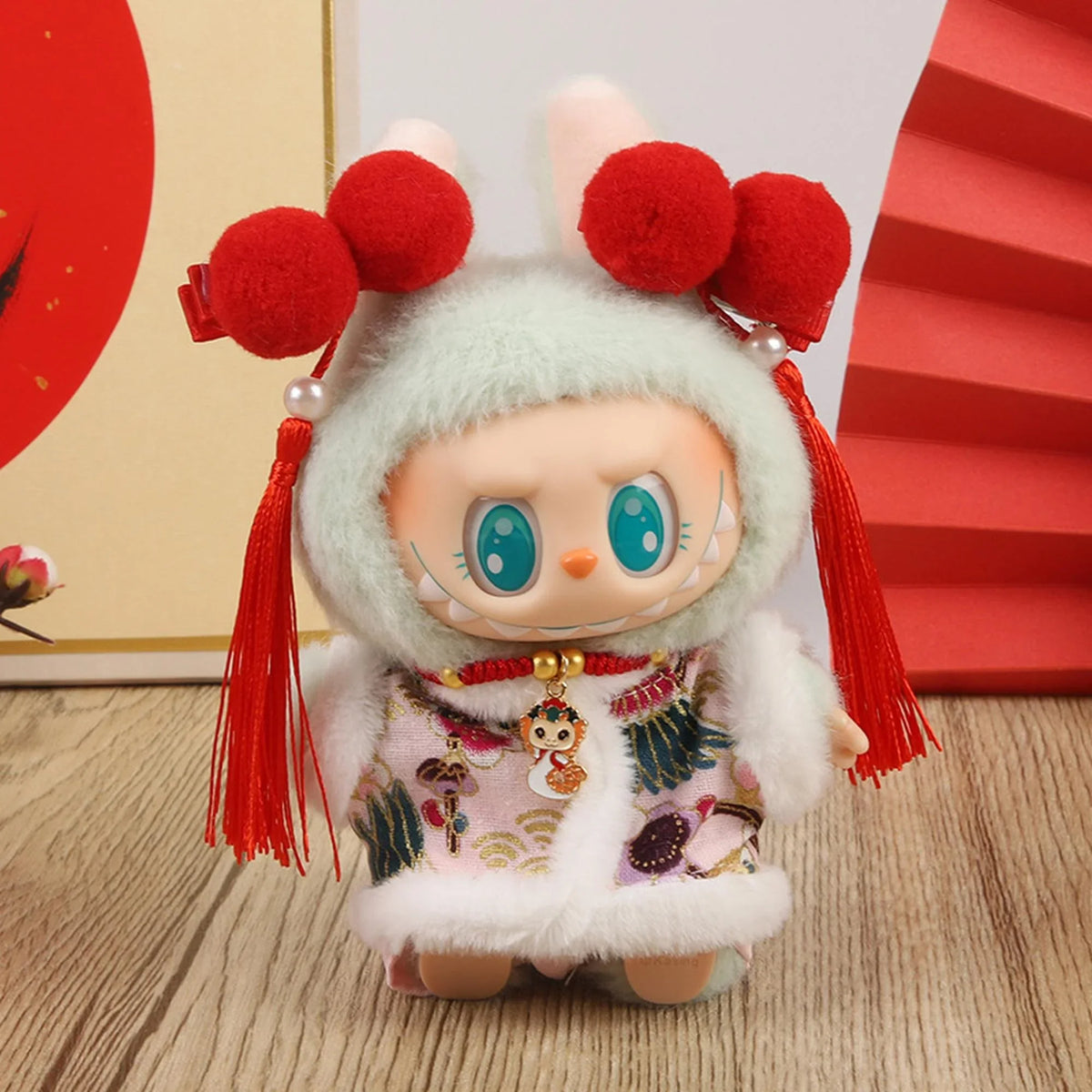 Red Hair Clips + Purple Tang Suit For New Year