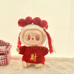 Red Hair Clips + Small New Year 'Fortune' Sweater