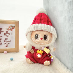 Red Knit Hat + Red Bottle Overalls