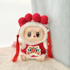 Single Lion Dance Costume + Red Hair Clips Pair
