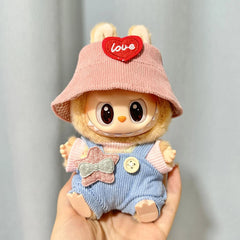 Star Light Blue Overalls + Pink Heart Hat