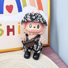 Urban Letter Print Jumpsuit In Black + Black Square-Toe Shoes + Brown Supreme Bag