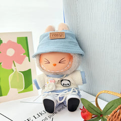 White Camera + White Canvas Shoes + Blue Yyds Hat + Blue Corduroy Two-Piece Set