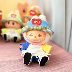 White Canvas Shoes + Blue Heart Cap + Sj Yellow & Blue Two-Piece Short Sleeve Set