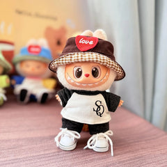 White Canvas Shoes + Brown Heart Hat + Sjsq Short Sleeve Two-Piece Set