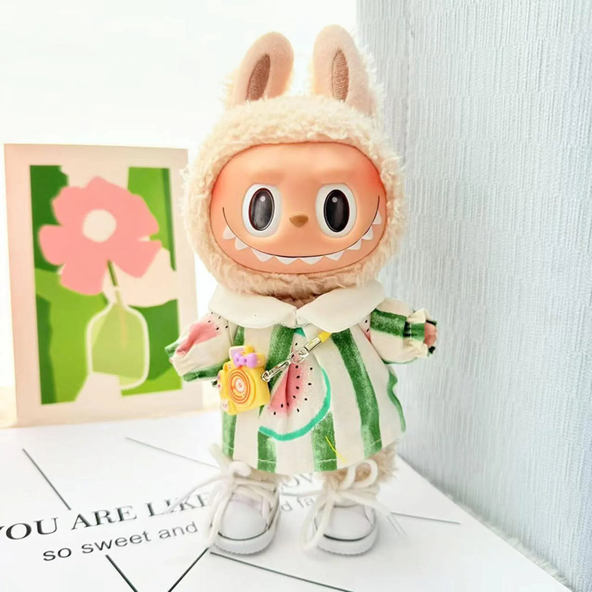 White Canvas Shoes + Green Watermelon Print Dress Set For Spring Outing