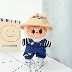 White Canvas Shoes + Lucky Clover Hat + Black & White Striped Denim Overalls Charm