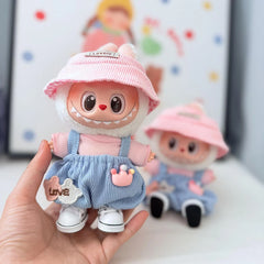 White Canvas Shoes + Pink & Blue Bear Fun Overalls Set