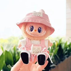 White Canvas Shoes + Pink Bunny Hat + Refreshing Denim Overalls Set In Pink