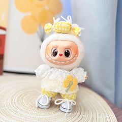 White Canvas Shoes + Sweet Plaid Baby Set In Yellow