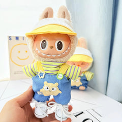 White Canvas Sneakers + Round Bear Overalls Set With Detachable Accessories